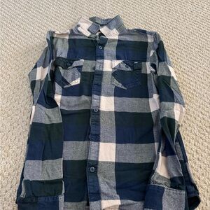 Vans Men's Casual Plaid Shirt - Navy and Cream